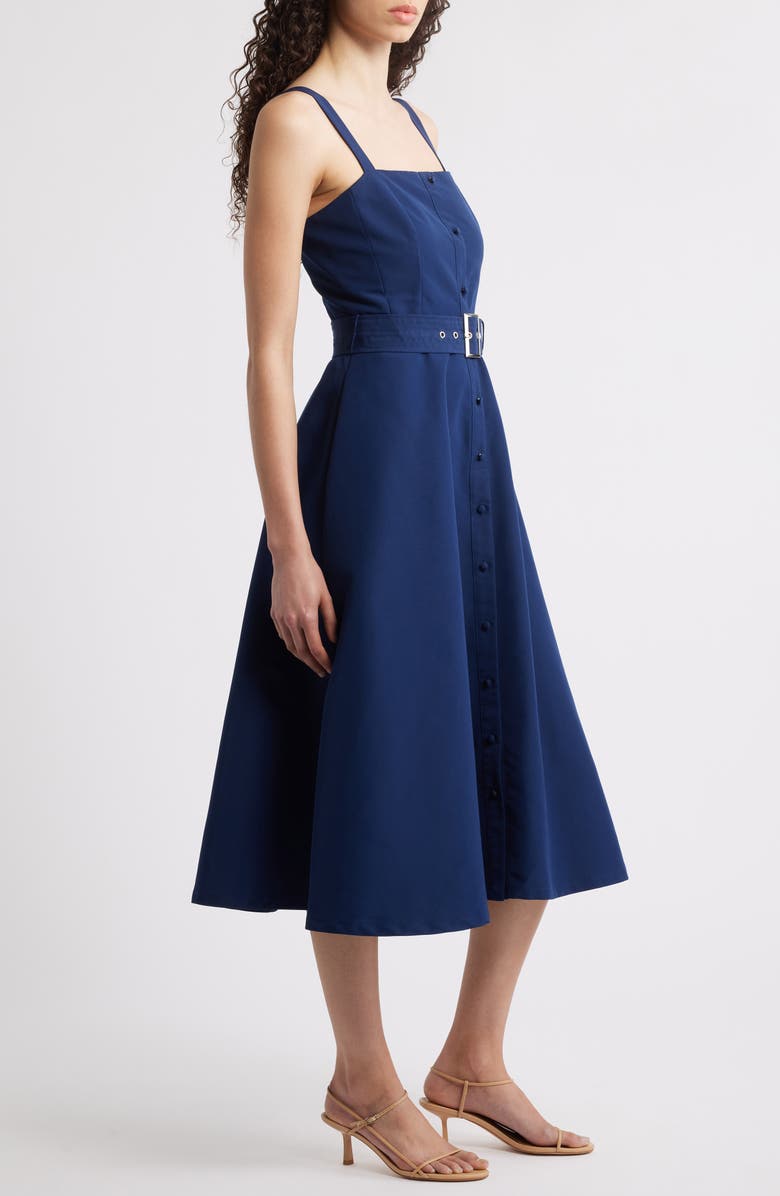 Julia Jordan Belted Fit & Flare Sundress, Alternate, color, Navy