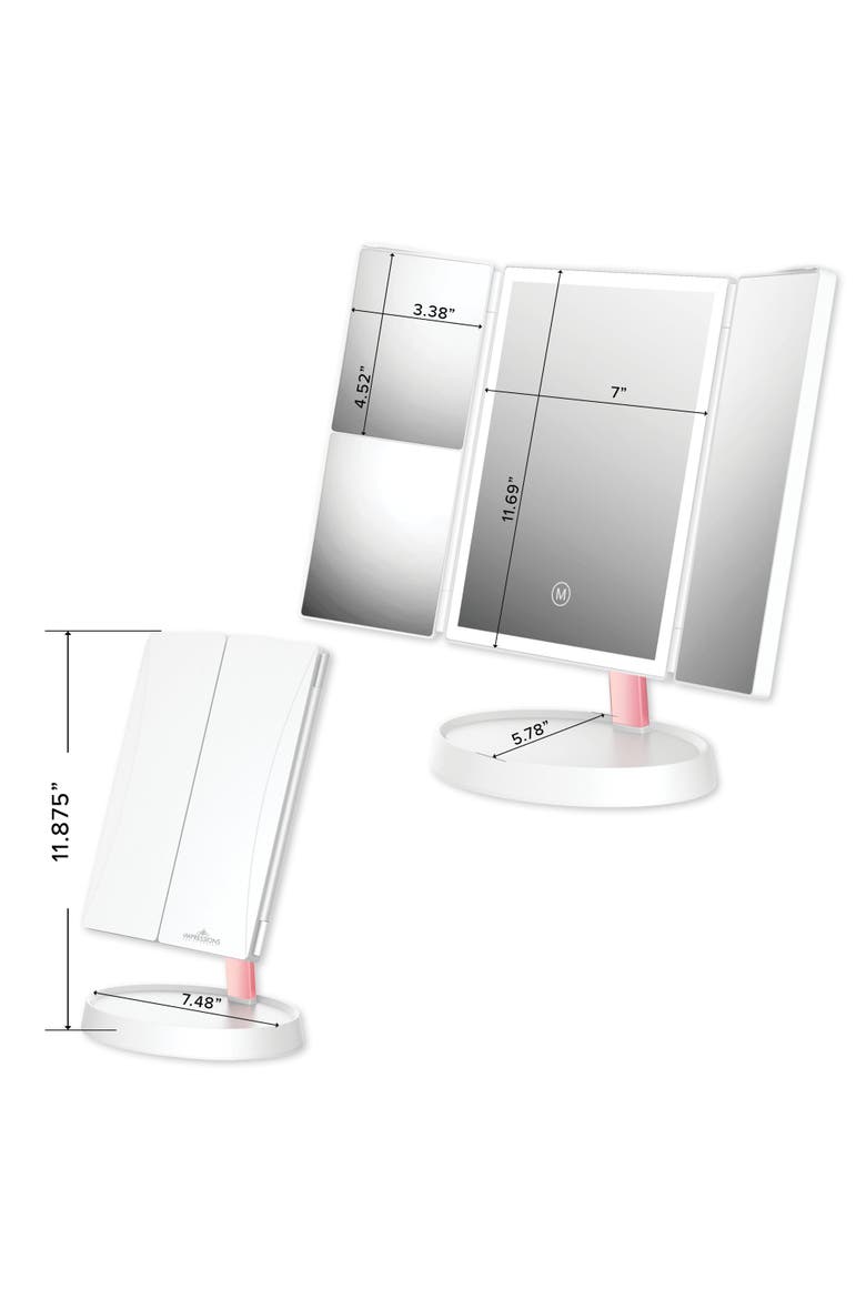 Infinity Trifold LED Makeup Mirror, Alternate, color, Pink