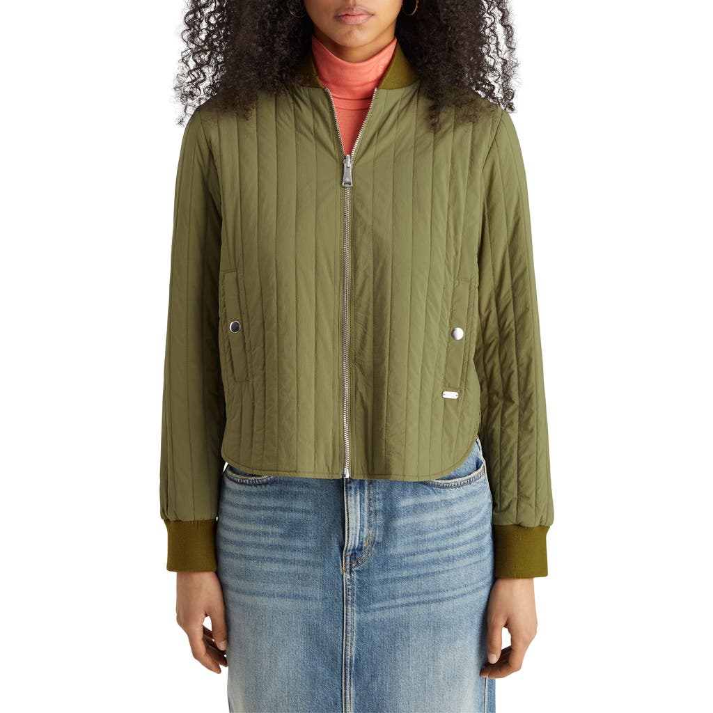 Scotch & Soda Reversible Quilted Bomber Jacket In Washed Military