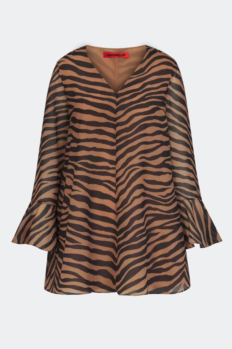 Marion Chiffon Dress, Alternate, color, Tiger Stripe