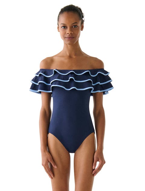 Ruffle One Piece Swimsuit- Solids
