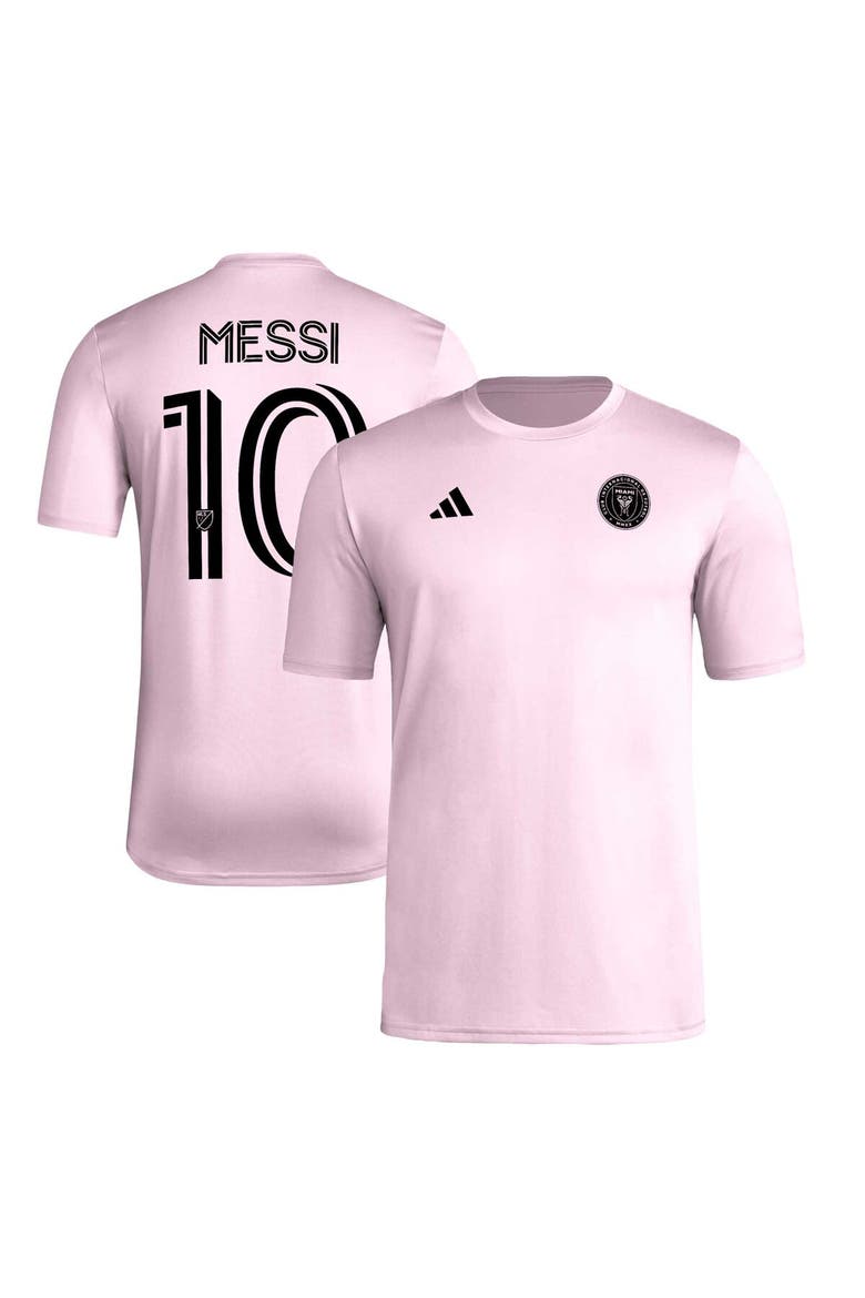 Men's adidas Lionel Messi Pink Inter Miami CF Pregame T-Shirt, Main, color, Pink