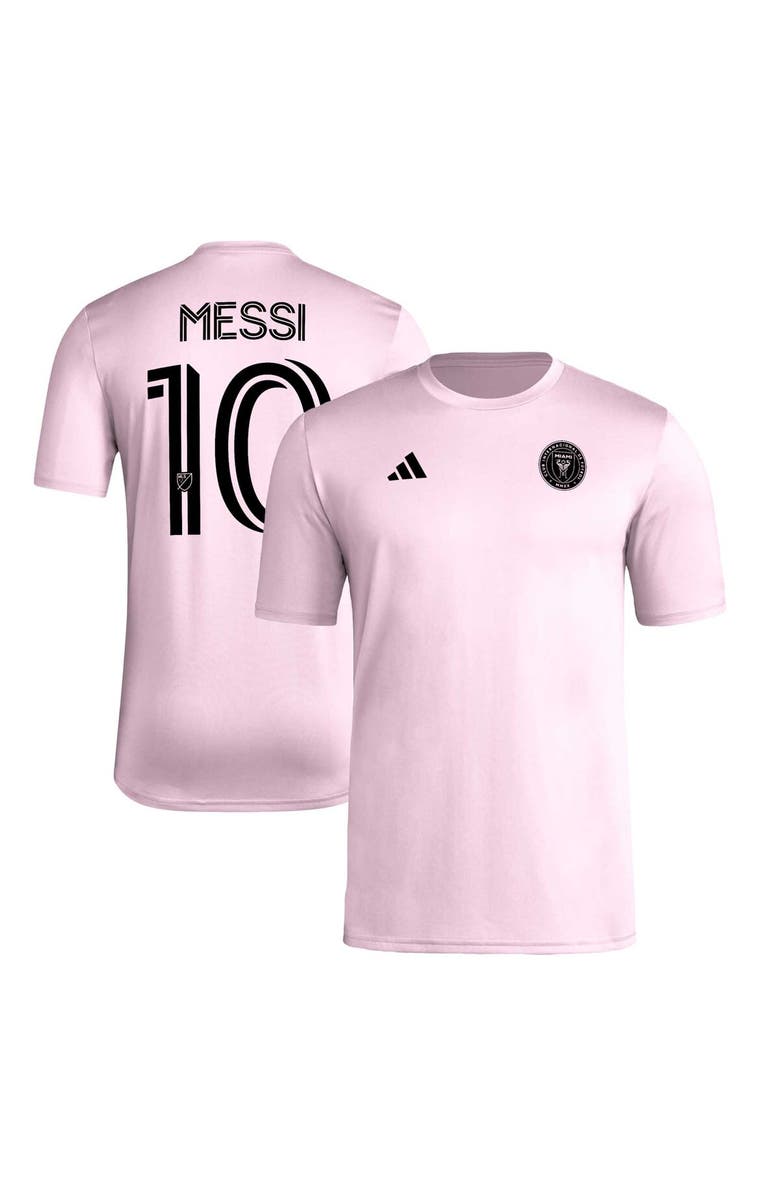 adidas Men's adidas Lionel Messi Pink Inter Miami CF Pregame T-Shirt, Main, color, 