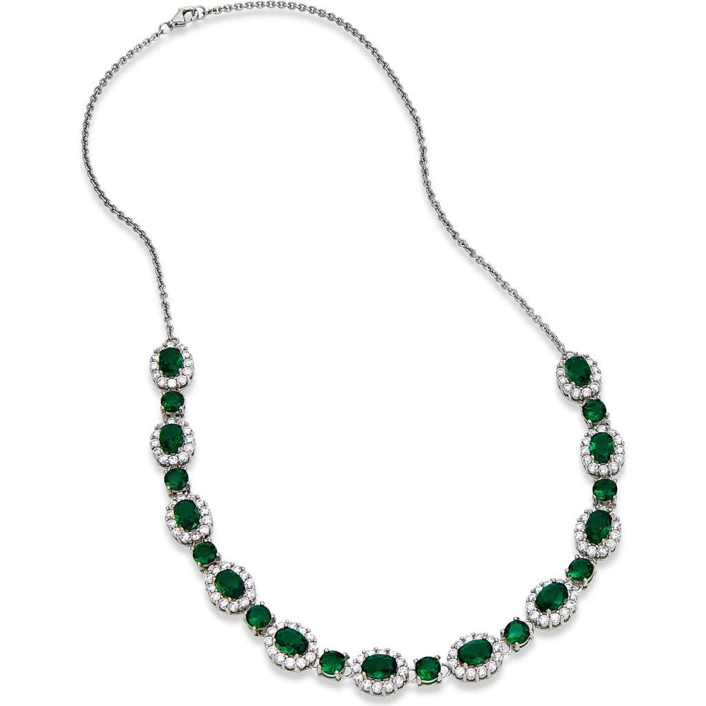 SAVVY CIE JEWELS Cubic Zirconia Halo Necklace in Green  product