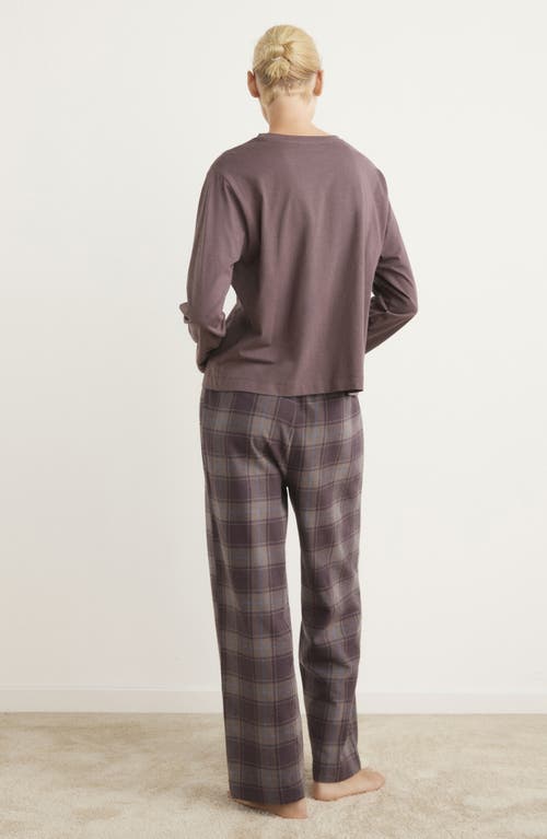 Mango Check Cotton Flannel Pajamas In Brown