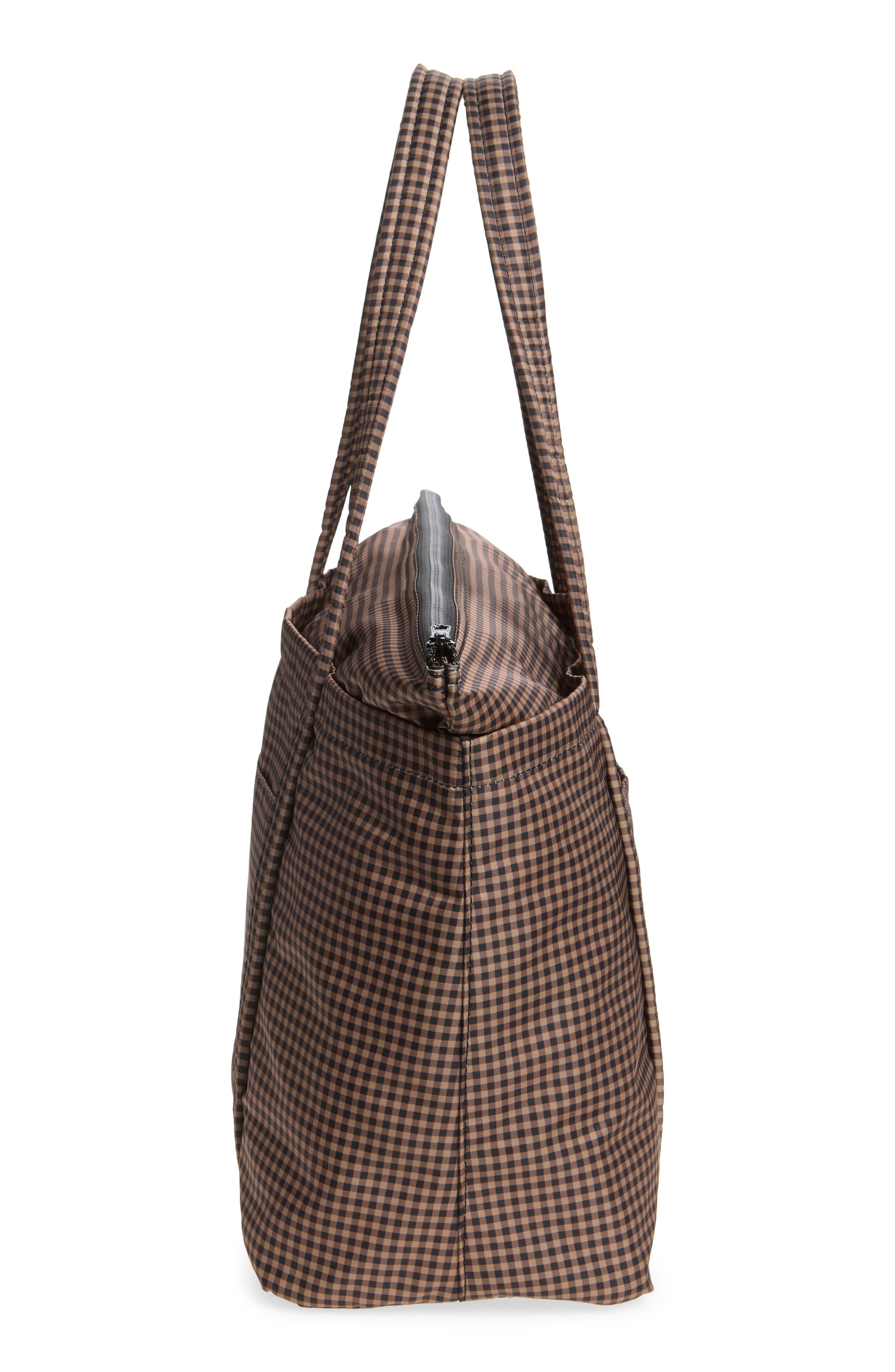 Mira Gingham Tote, Alternate, color, BROWN/BLACK CHECK