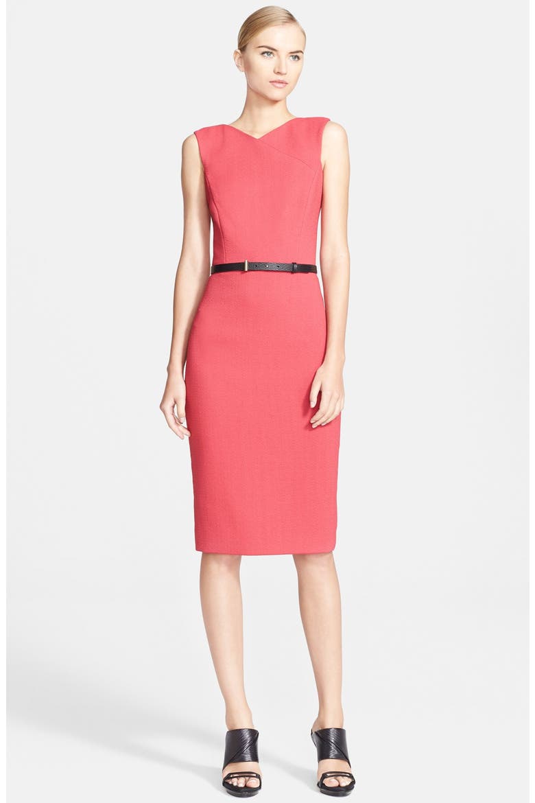 Belted Crepe Sheath Dress, Main, color, PRIMROSE