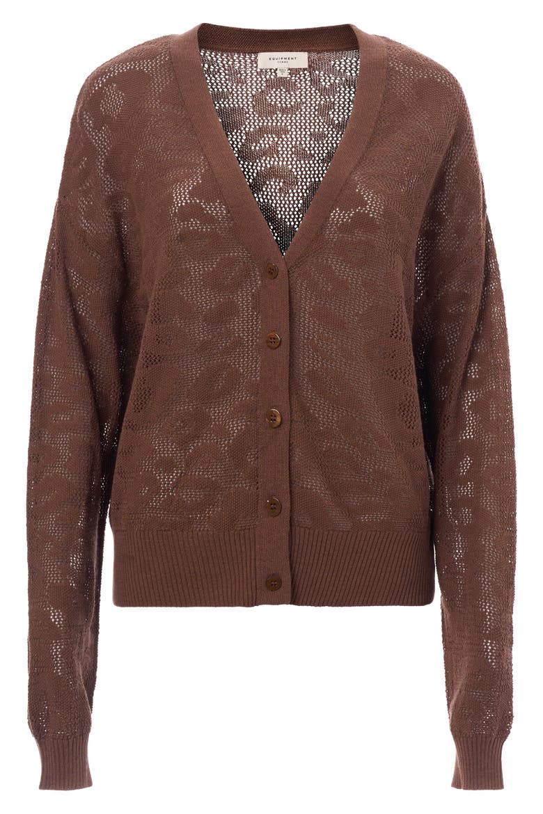 Leopard V-Neck Cardigan, Alternate, color, Nutshell
