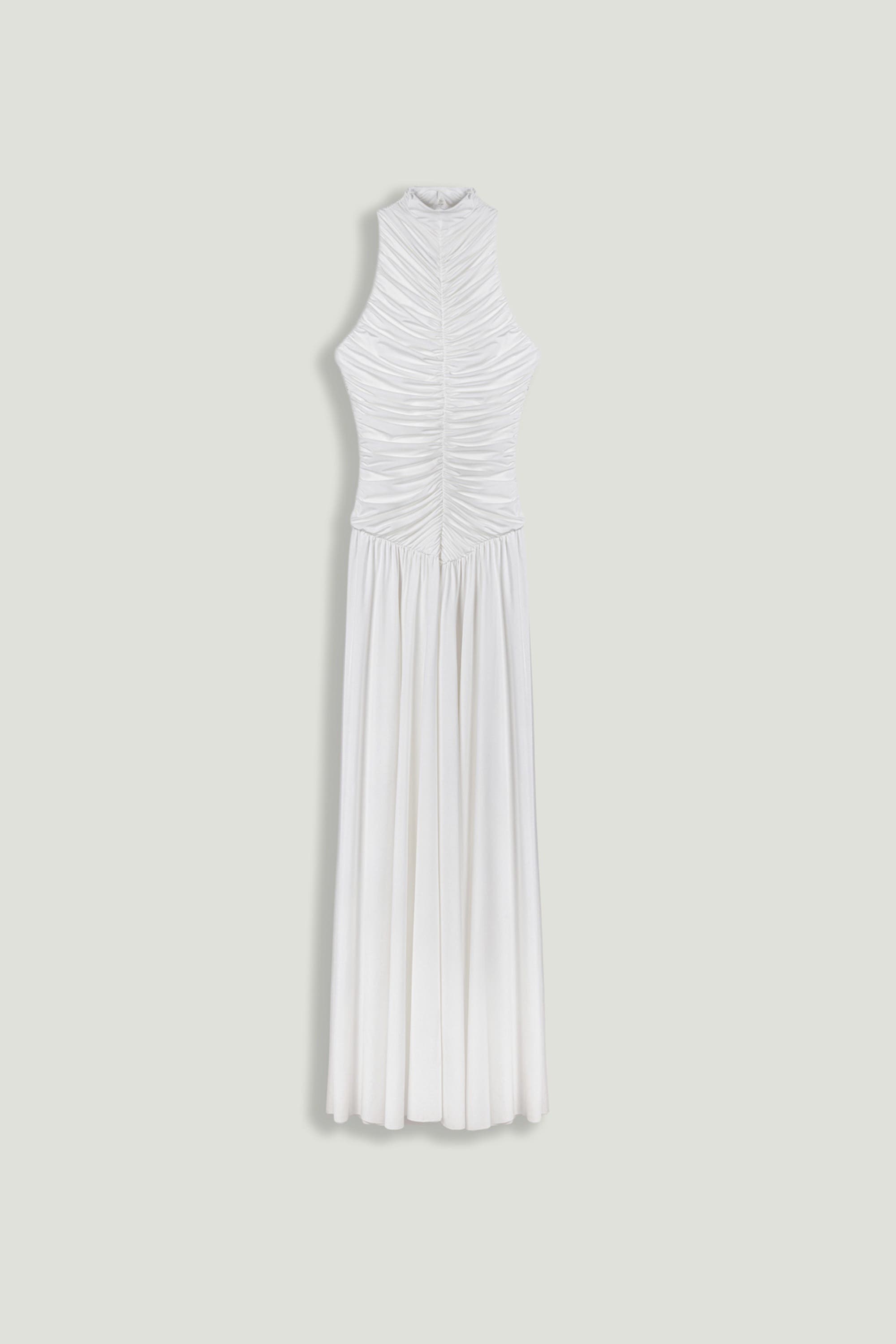 nocturne high-neck ruched maxi dress Nocturne Women's Sleeveless Ruched Maxi Dress