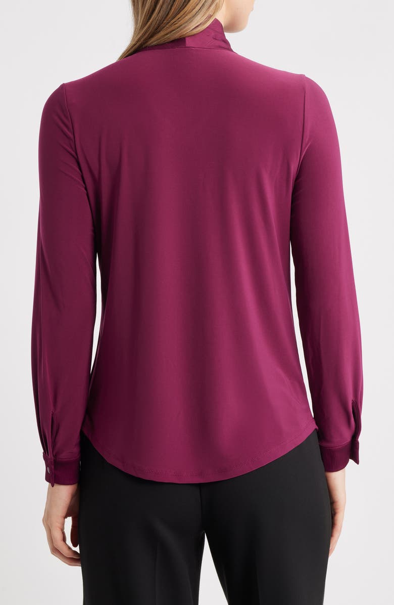 Anne Klein Long Sleeve Mixed Media Top, Alternate, color, Chianti