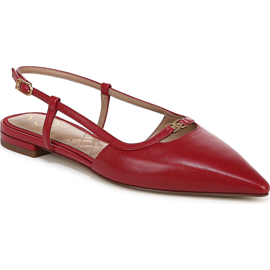 Sam Edelman Cohen Slingback Pointy Toe Flat Scarlet Red Leather