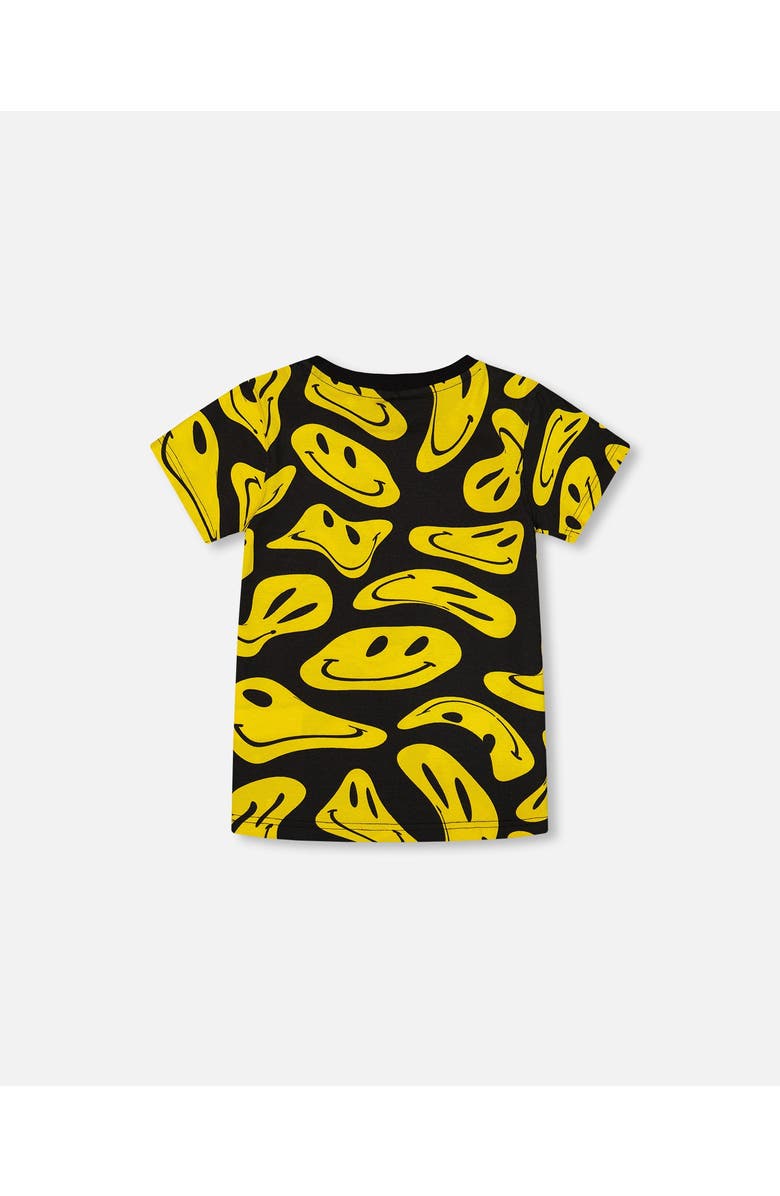 Deux par Deux Boy's Printed Organic Cotton Tee Black And Yellow Smile, Alternate, color, Black And Yellow Smile