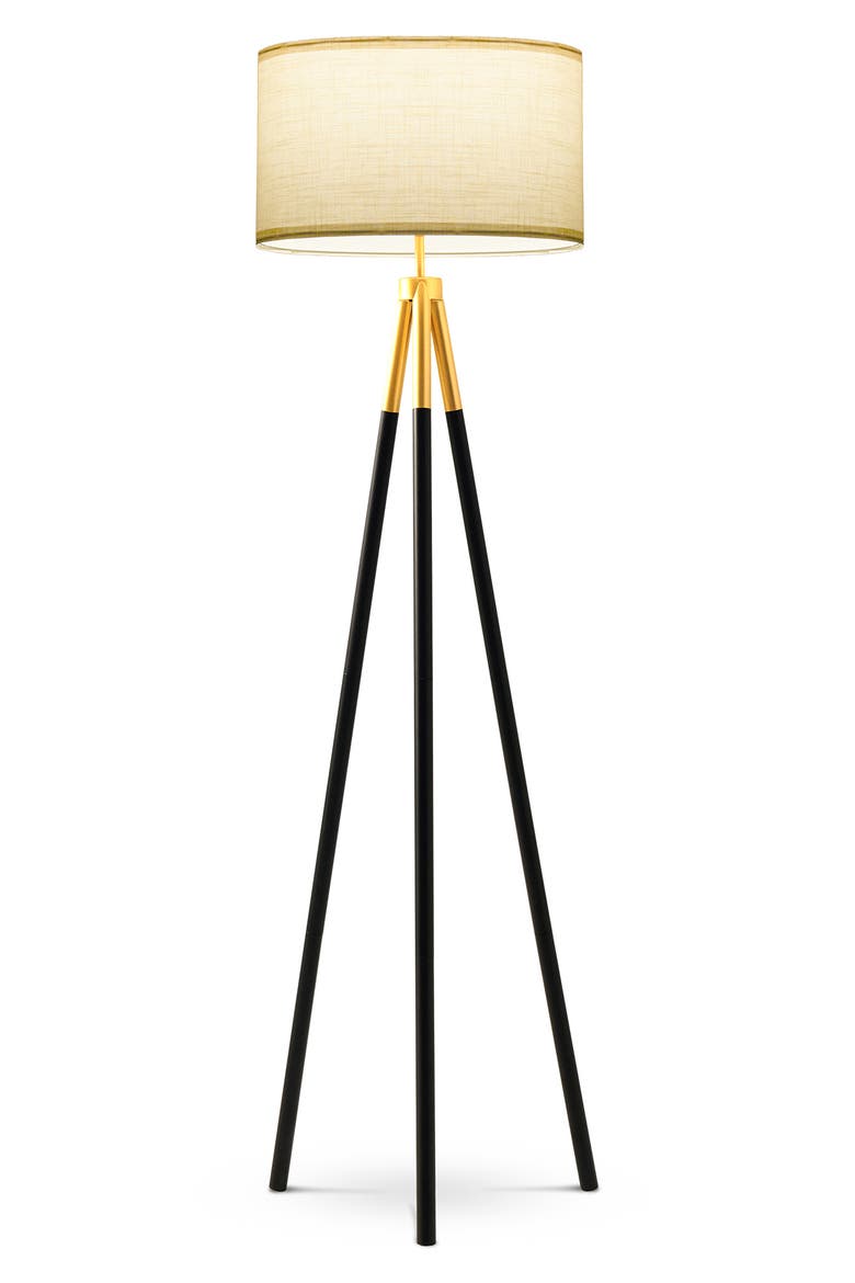 Levi 61" Modern LED Floor Lamp with Gold Accent, Bulb Included, Main, color, BLACK / GOLD