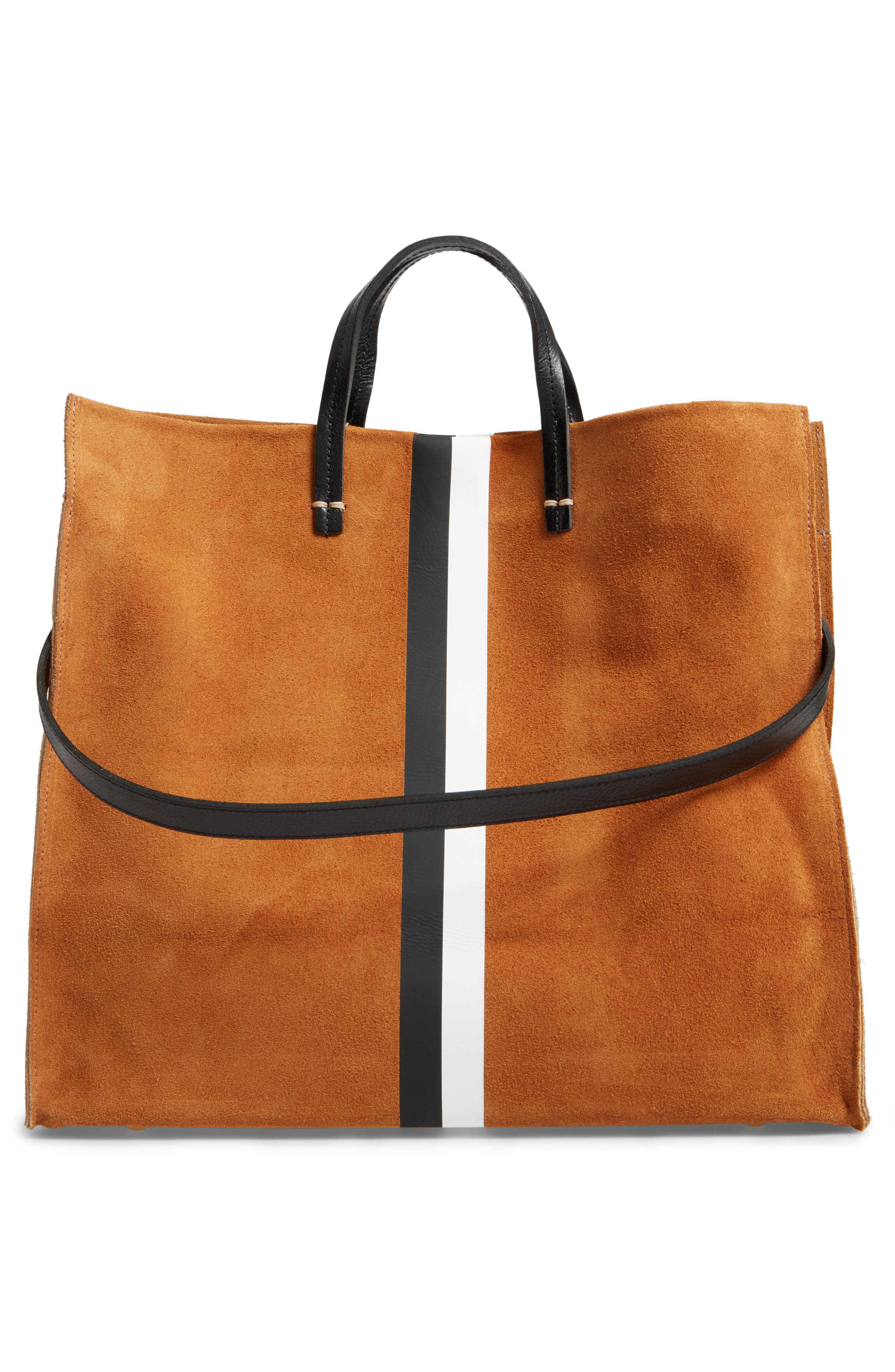 Simple Stripe Suede Tote, Alternate, color, CAMEL SUEDE