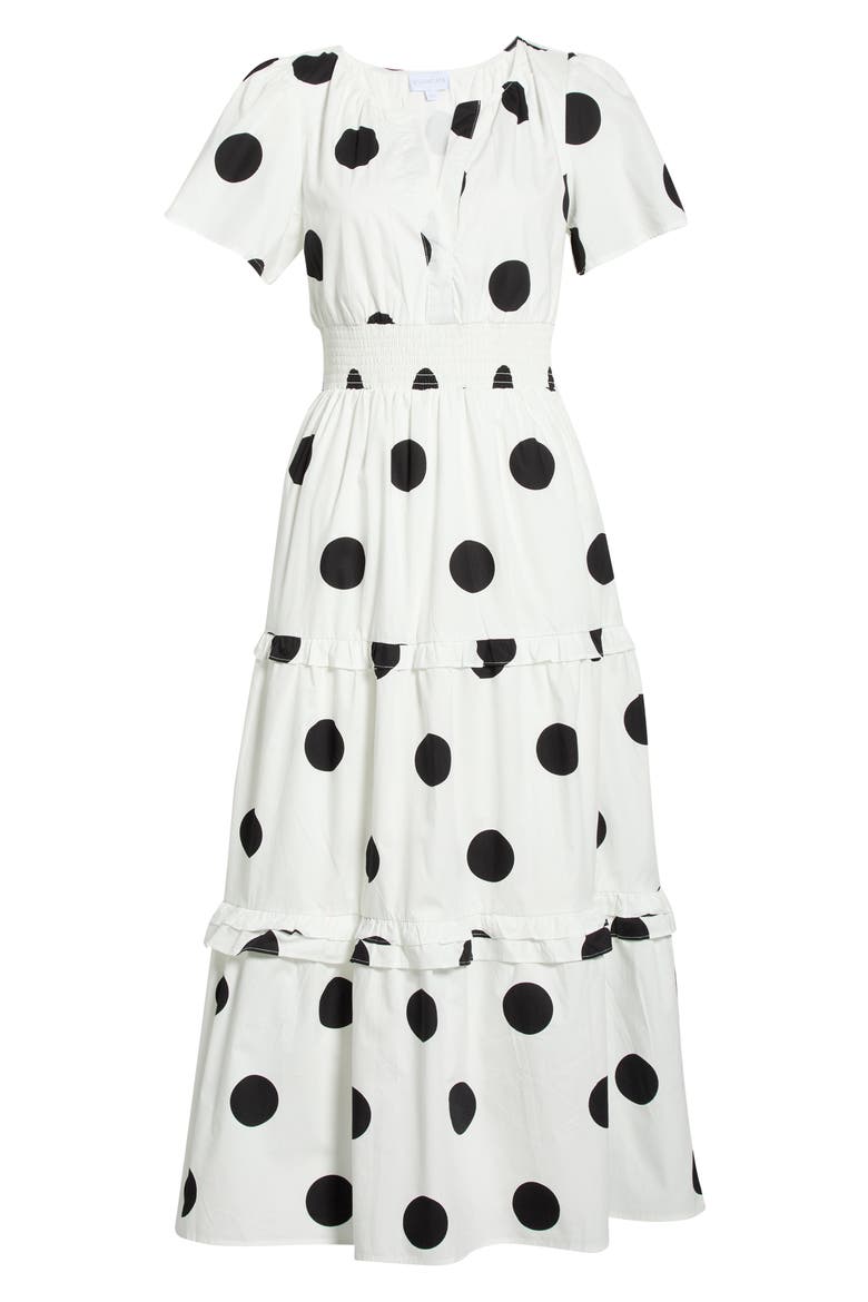 Haylie A-Line Dress, Alternate, color, WHT-BLKDOT