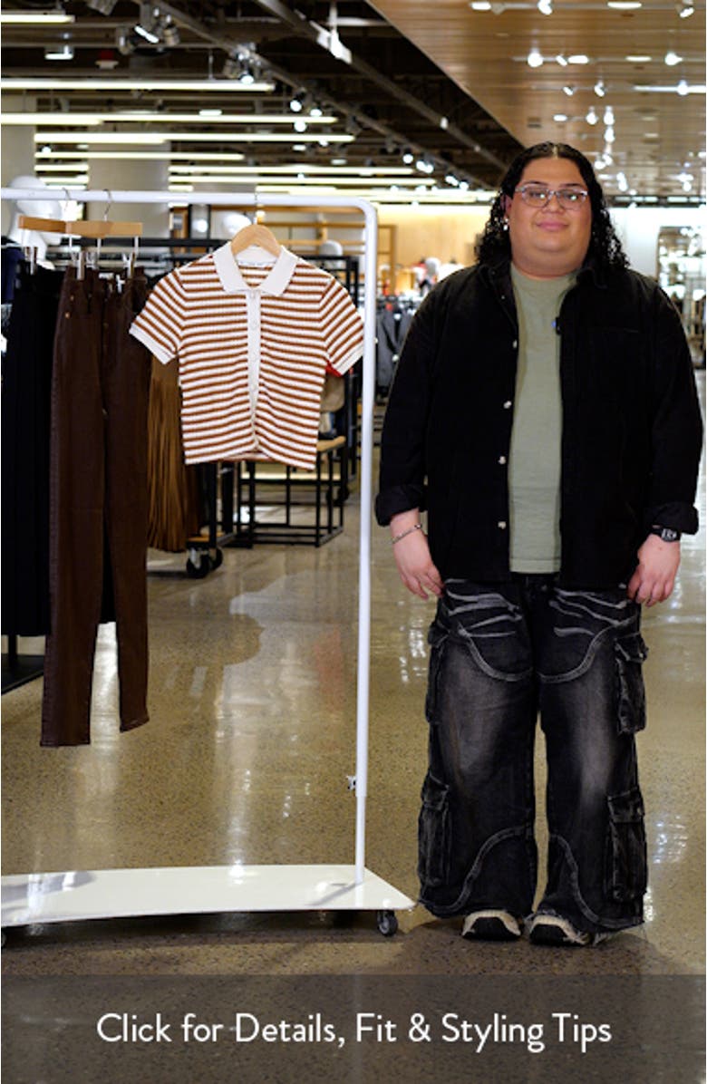 Stripe Short Sleeve Knit Button-Up Shirt, sales video thumbnail