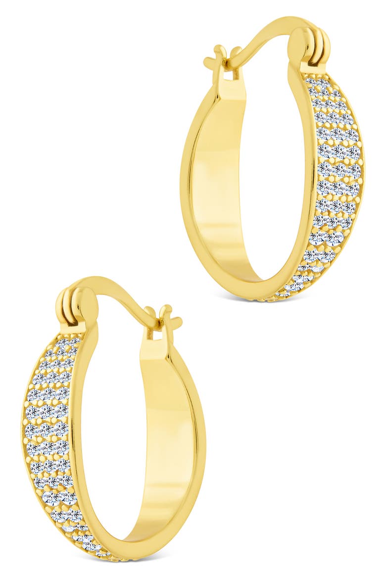 Zinnith Cubic Zirconia Graduated Hoop Earrings, Alternate, color, GOLD