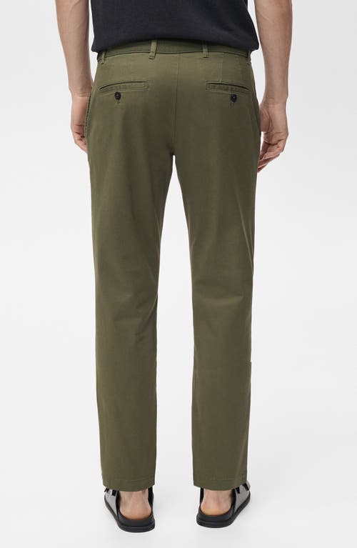Mango Prato Crop Tapered Stretch Cotton Chinos In Green