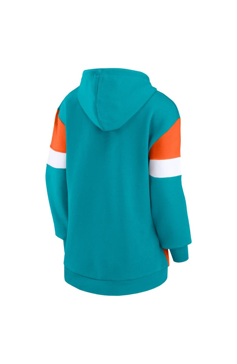 FANATICS Women's Fanatics Branded Aqua/Orange Miami Dolphins Lock It Down Pullover Hoodie, Alternate, color,