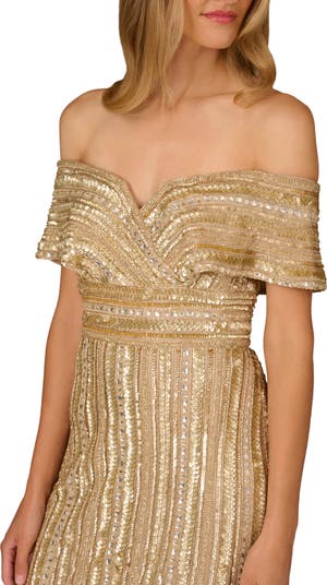 Aidan Mattox Embellished Off the Shoulder Gown Nordstrom