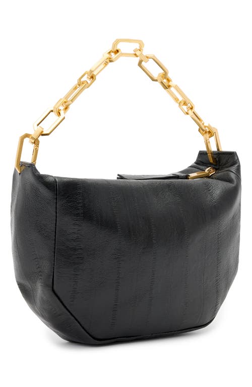 Allsaints Madea Mini Eelskin-embossed Leather Clutch Bag In Black