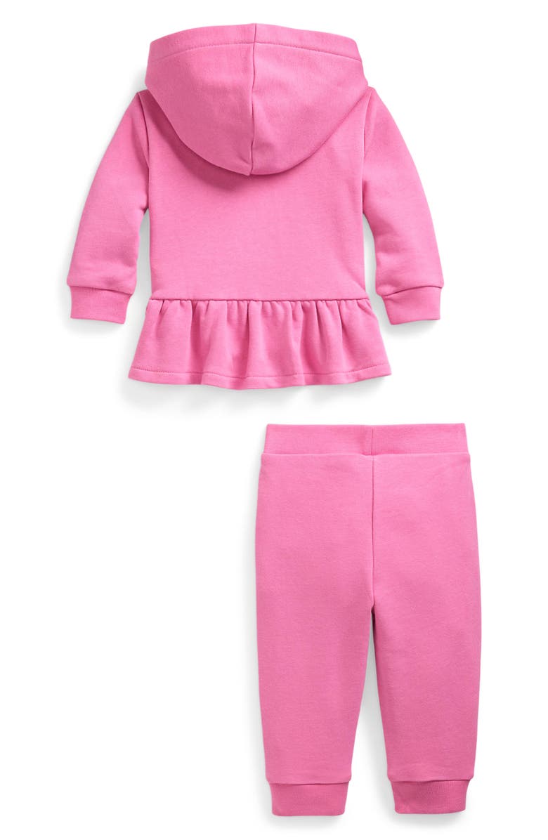 Ralph Lauren French Terry Zip-Up Peplum Hoodie & Joggers Set, Alternate, color, 