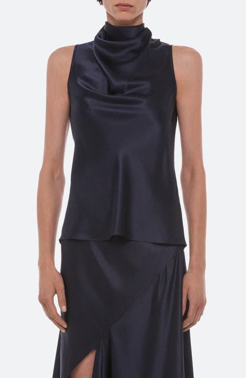 Silk Satin Draped Tank