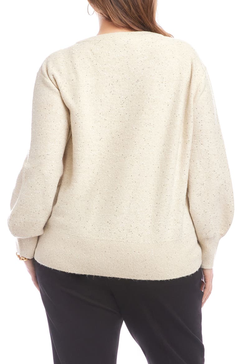 Sequin V-Neck Sweater, Alternate, color, SAND