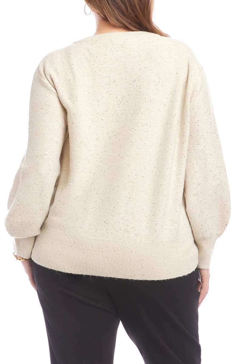 Karen Kane Sequin V-Neck Sweater, Alternate, color, Sand