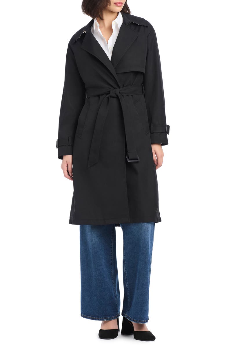 Kate Spade New York Water Resistant Belted Trench Coat, Main, color, Black