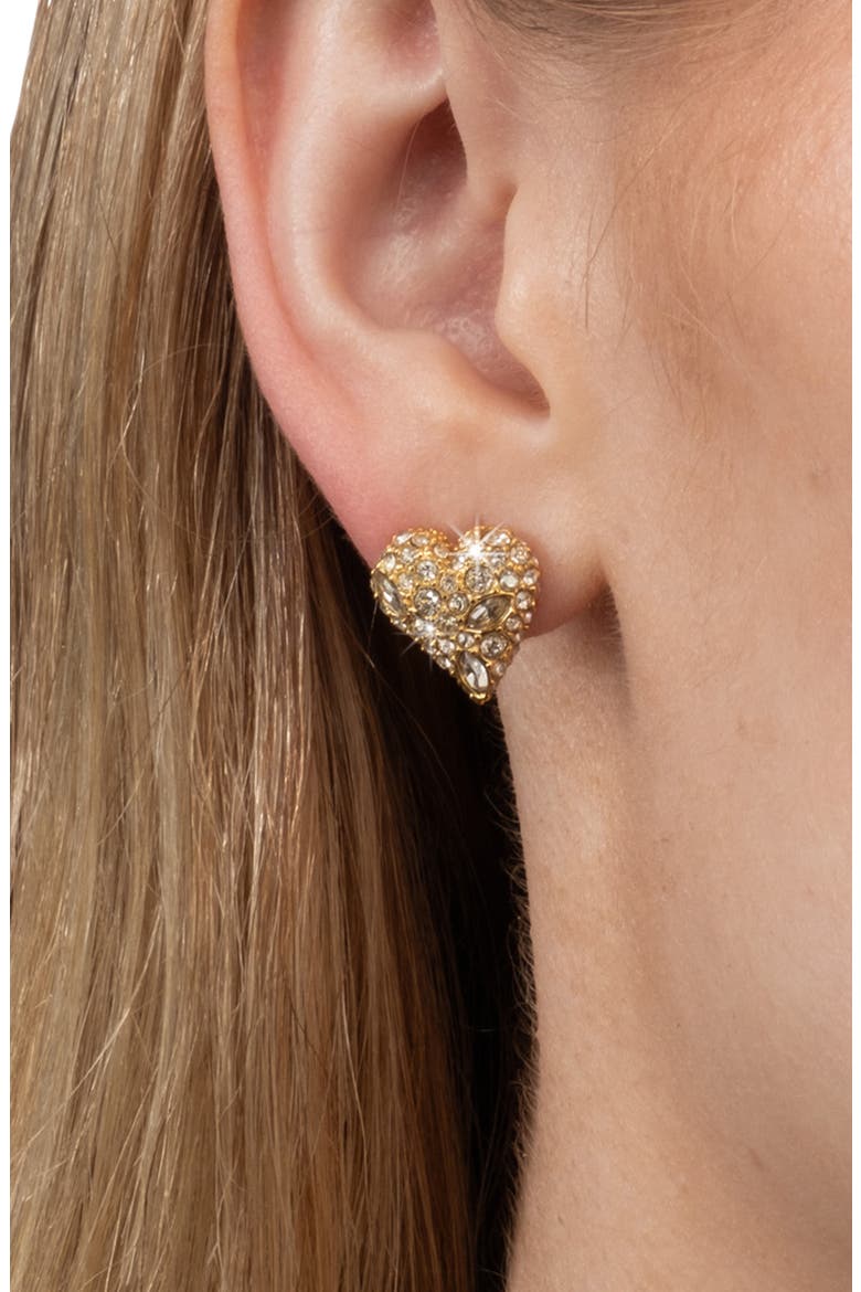 Solanales Crystal Pavé Heart Stud Earrings, Alternate, color, CRYSTALS