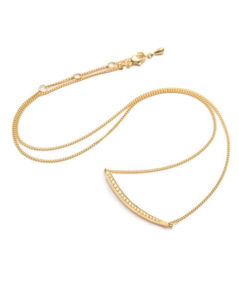 Crescent Moon Necklace  with Gemstone