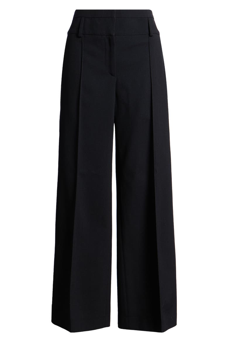 High Waist Wide Leg Twill Pants, Alternate, color, BLACK DARK