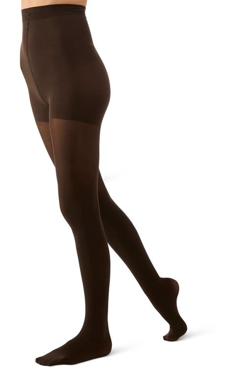 Memoi Perfectly Opaque Control Top Tights In Brown