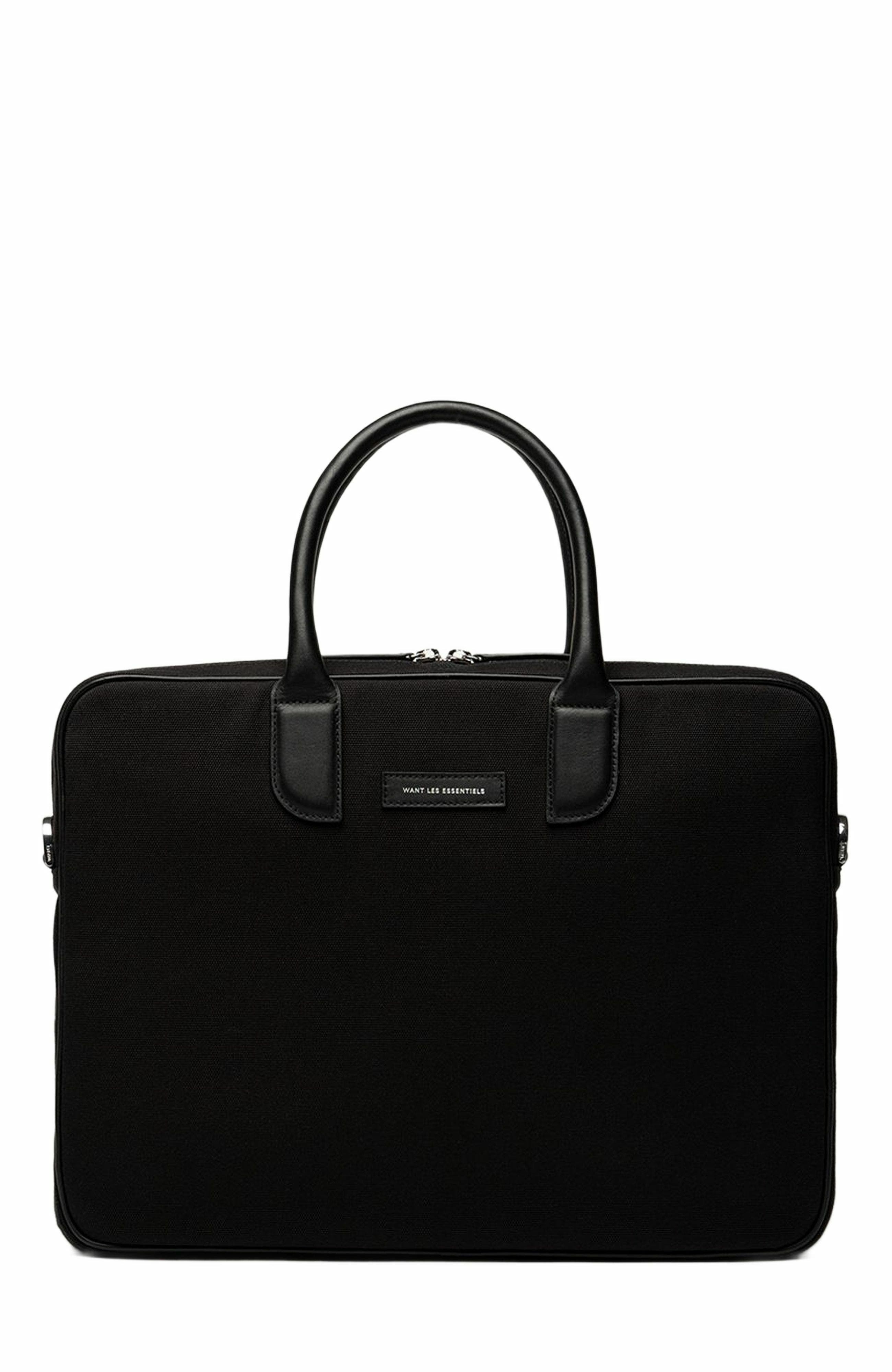 Want Les Essentiels Lesage Organic Cotton Canvas Computer Bag, Main, color, Black