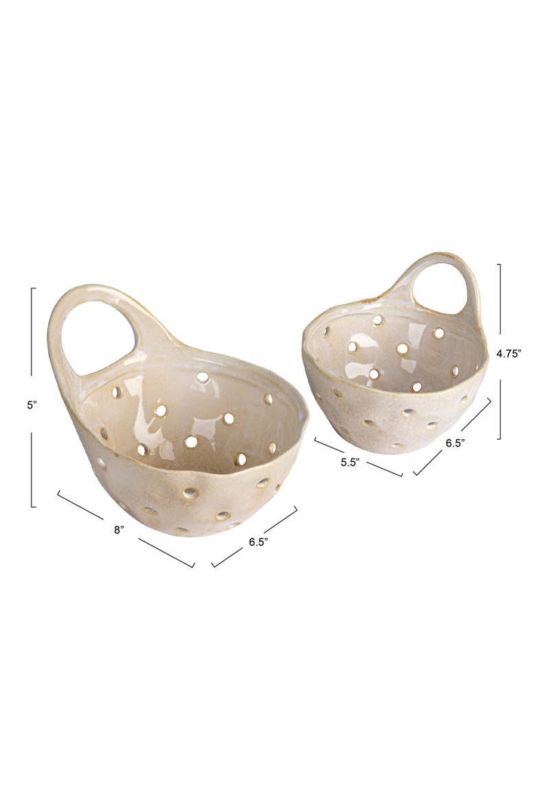 Reactive Glaze Stoneware Colanders, Cream, Set of 2, Alternate, color, Cream