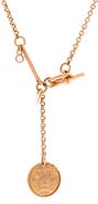 Pre-Owned Hermes Ex-Libris Pendant Necklace 18K Rose Gold with Diamond Small