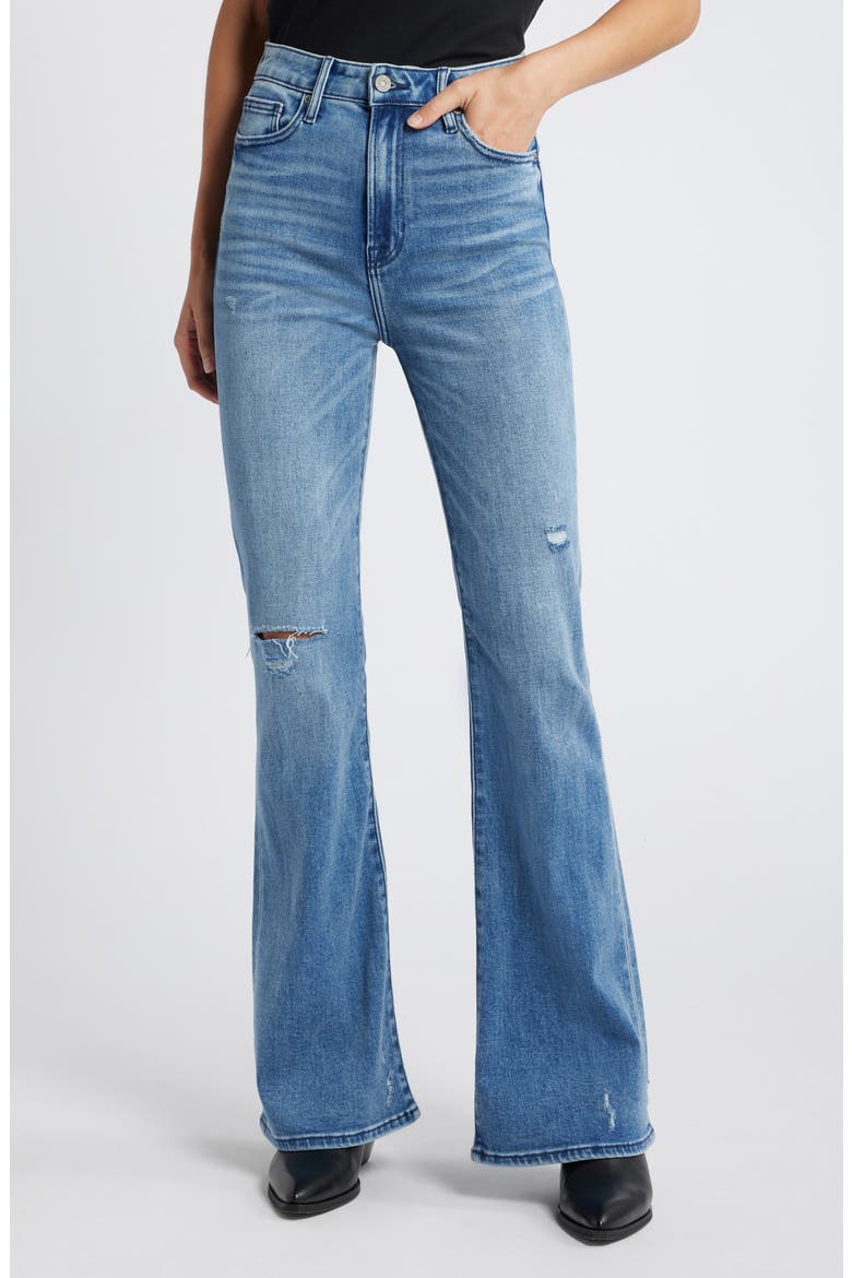 Ripped High Waist Flare Jeans, Main, color, MEDIUM WASH