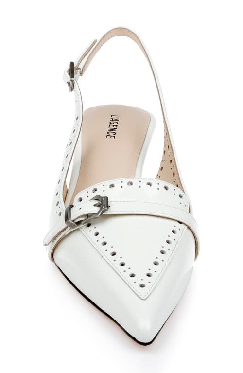 L Agence L'agence Lourdes Slingback Pointed Toe Kitten Heel Pump In White