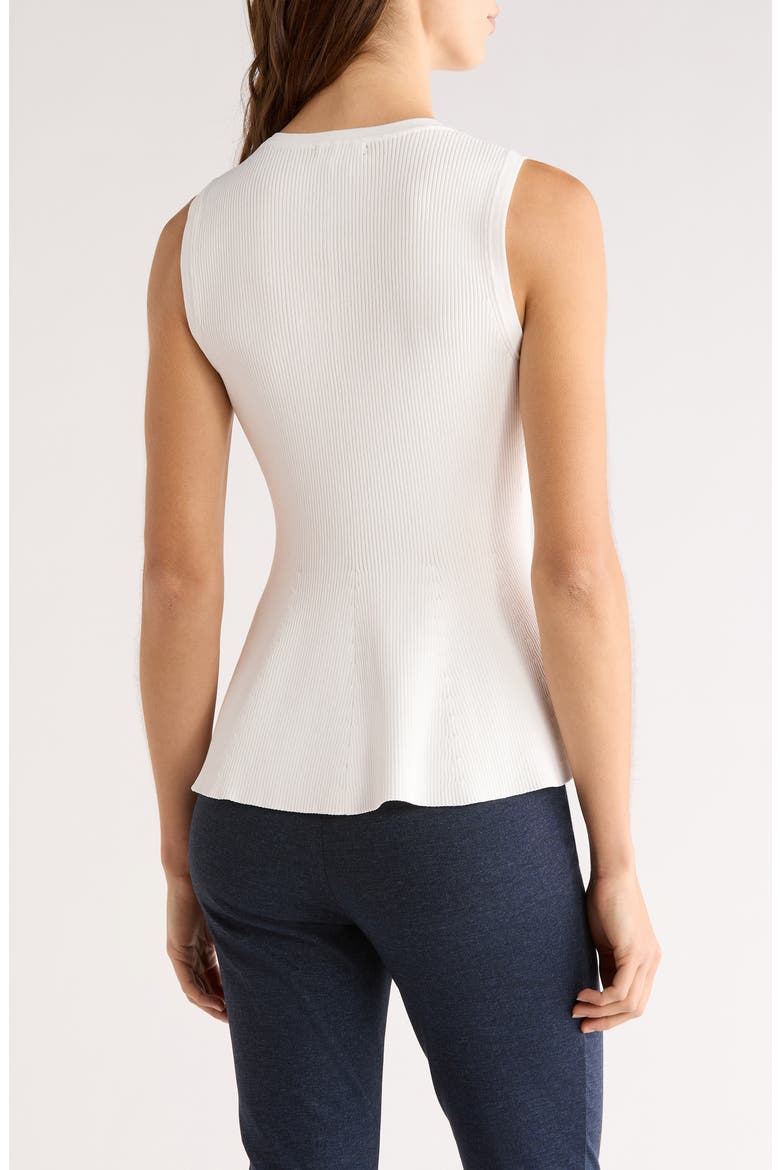 Sleeveless Peplum Rib Top, Alternate, color, ANTIQUE WHITE