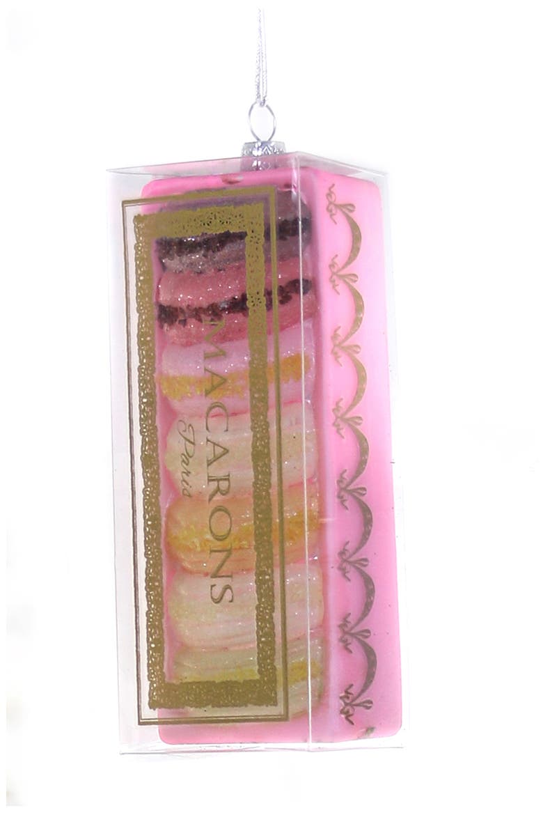 Christmas Macarons Box Glass Ornament, Main, color, PINK MULTI