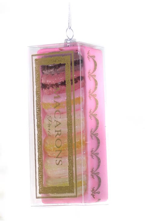 Christmas Macarons Box Glass Ornament
