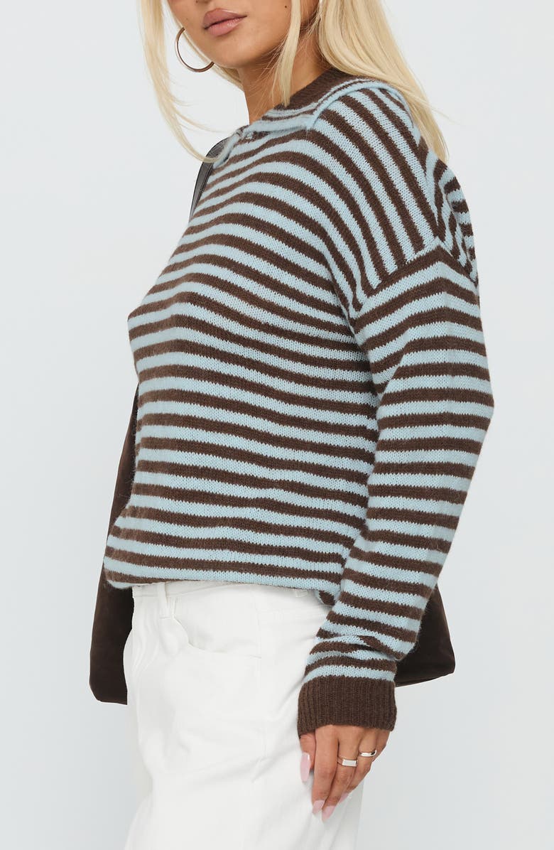 Princess Polly Moon Went Dark Sweater, Alternate, color, Blue/ Brown Stripe