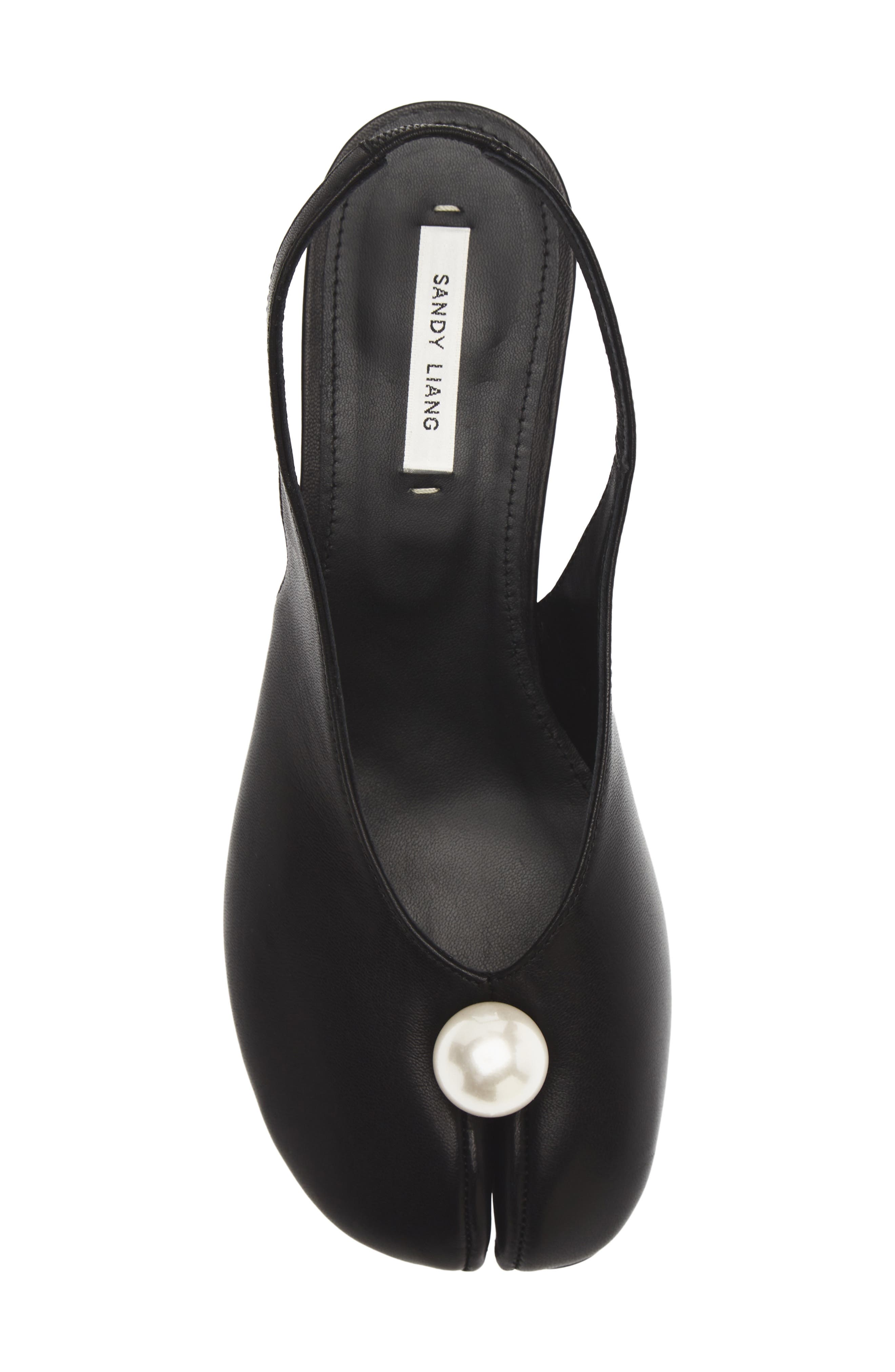 Faux Pearl Slingback Tabi Pump, Alternate, color, BLACK