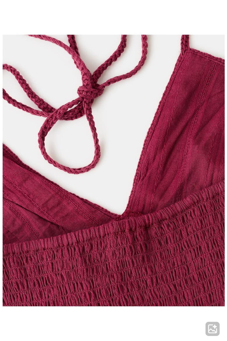 Mixed Media Cotton Crochet Halter Top, Alternate, color, MAROON