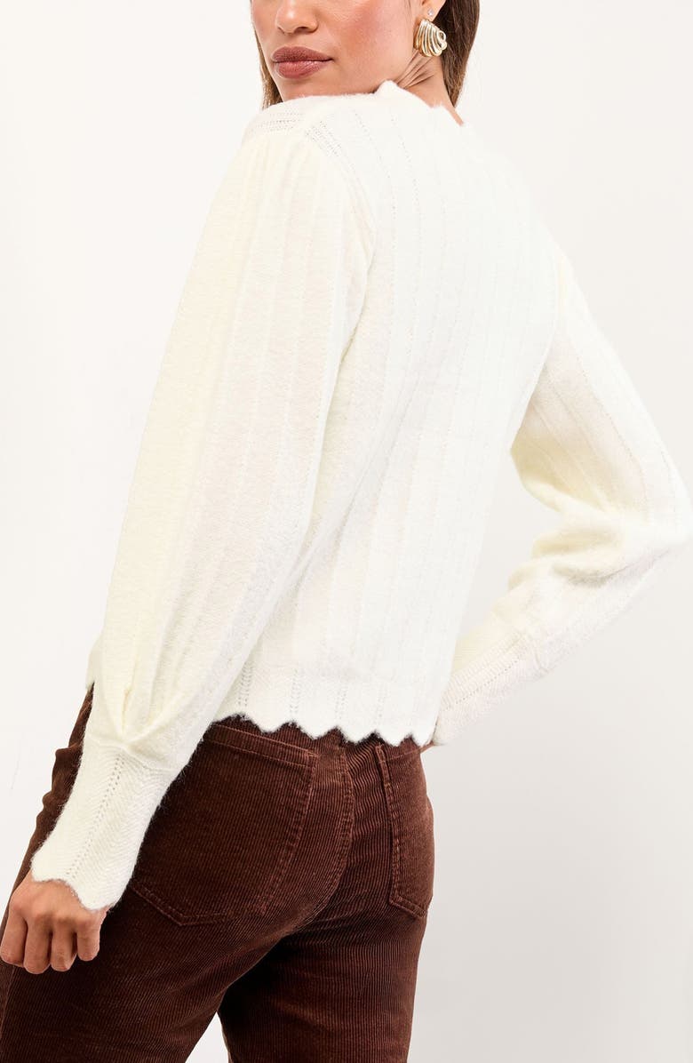 Lipsy Scallop Edge Cardigan, Alternate, color, Neutral