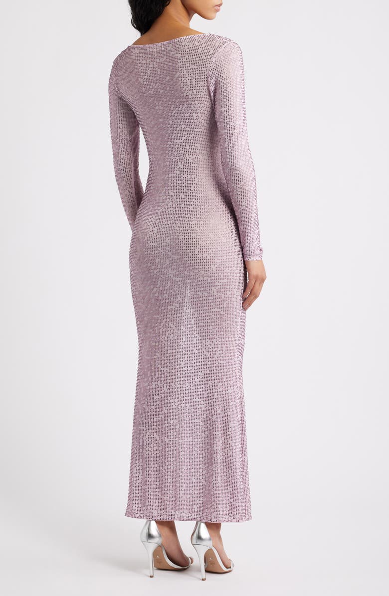 LoveShackFancy Belinda Crystal Long Sleeve Maxi Dress, Alternate, color, Lilac Snow