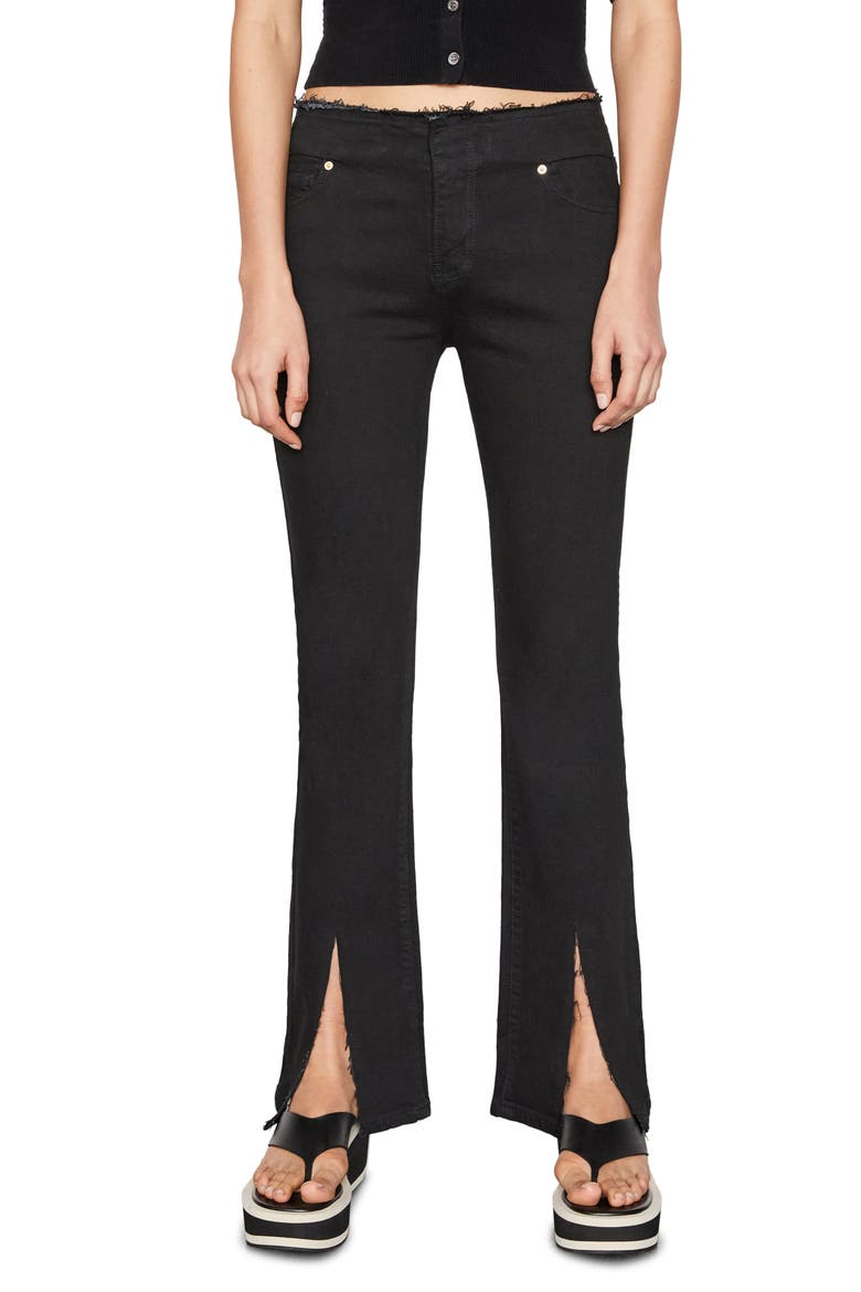 Cutoff Waist Slit Hem Mini Boot Jeans, Main, color, FILM NOIR