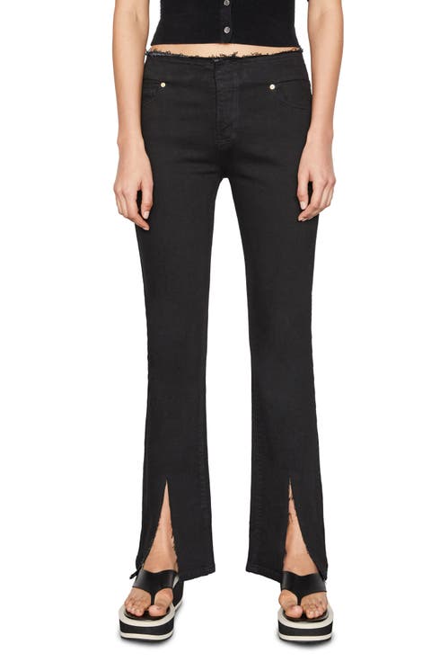Cutoff Waist Slit Hem Mini Boot Jeans