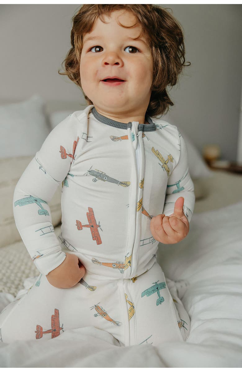 Copper Pearl Zip-Up Footie Pajamas, Alternate, color, Ace